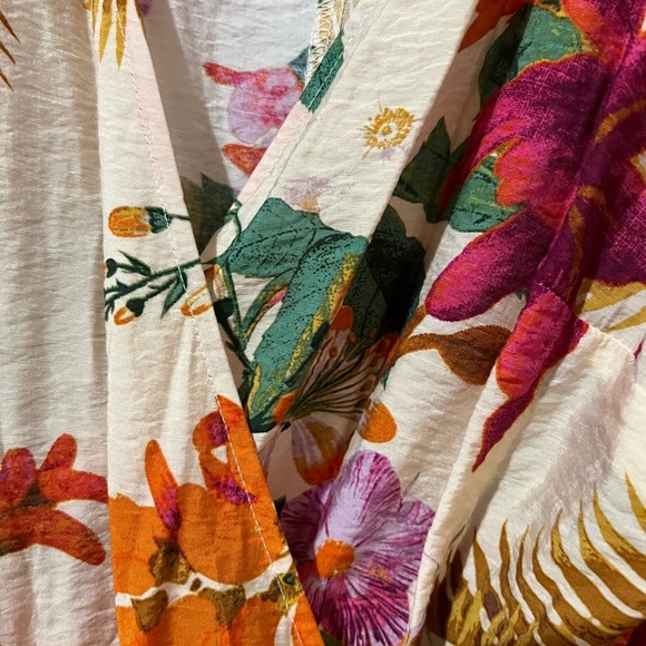 H&M Maxi Wrap Dress Size Large Floral Raglan Tiered - Picture 6 of 8